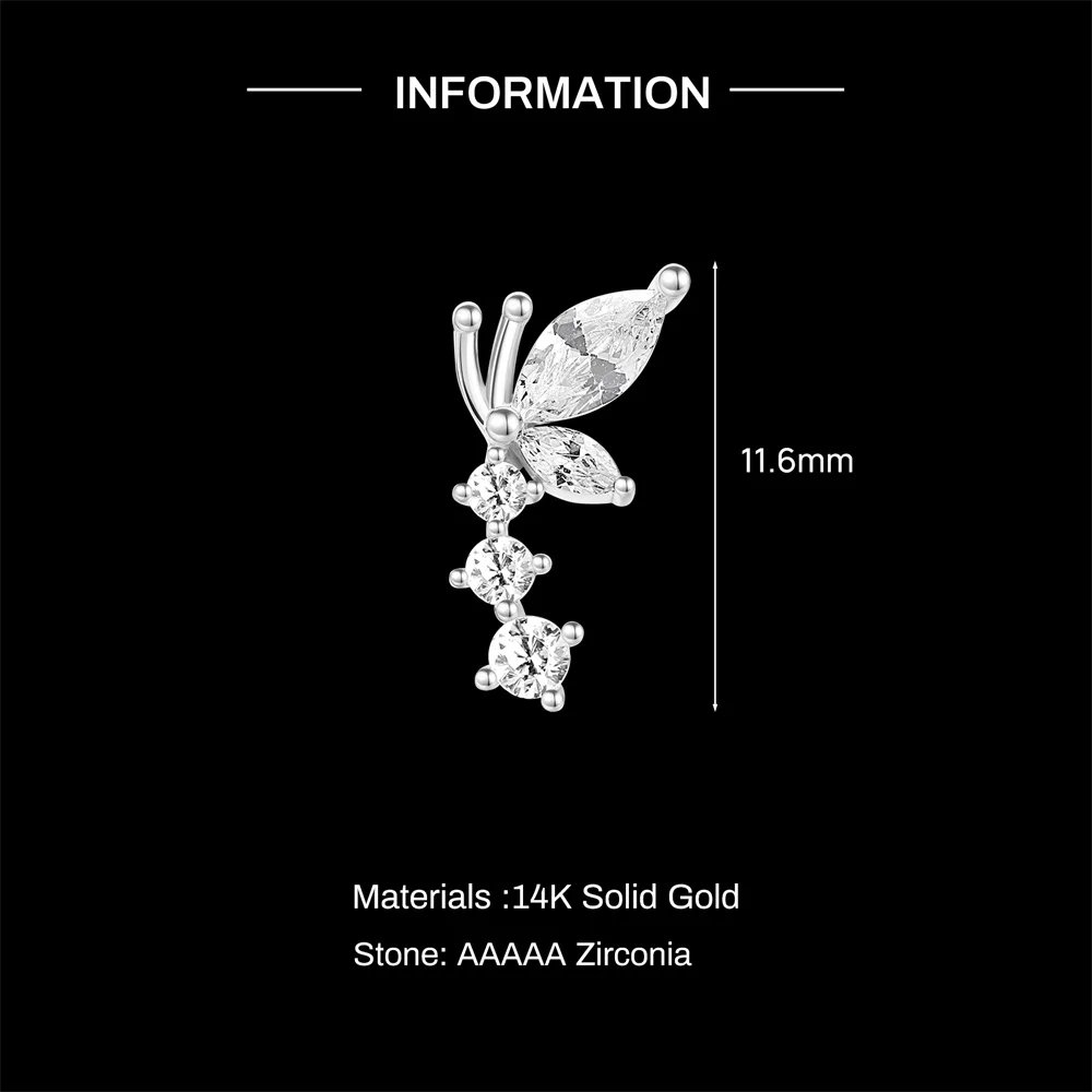 AIDE 14K Solid Gold Geometric Star/Flower Piercing Earrings For Women Dainty Luxury Flat Back Earrings Party Daily Wear Gifts
