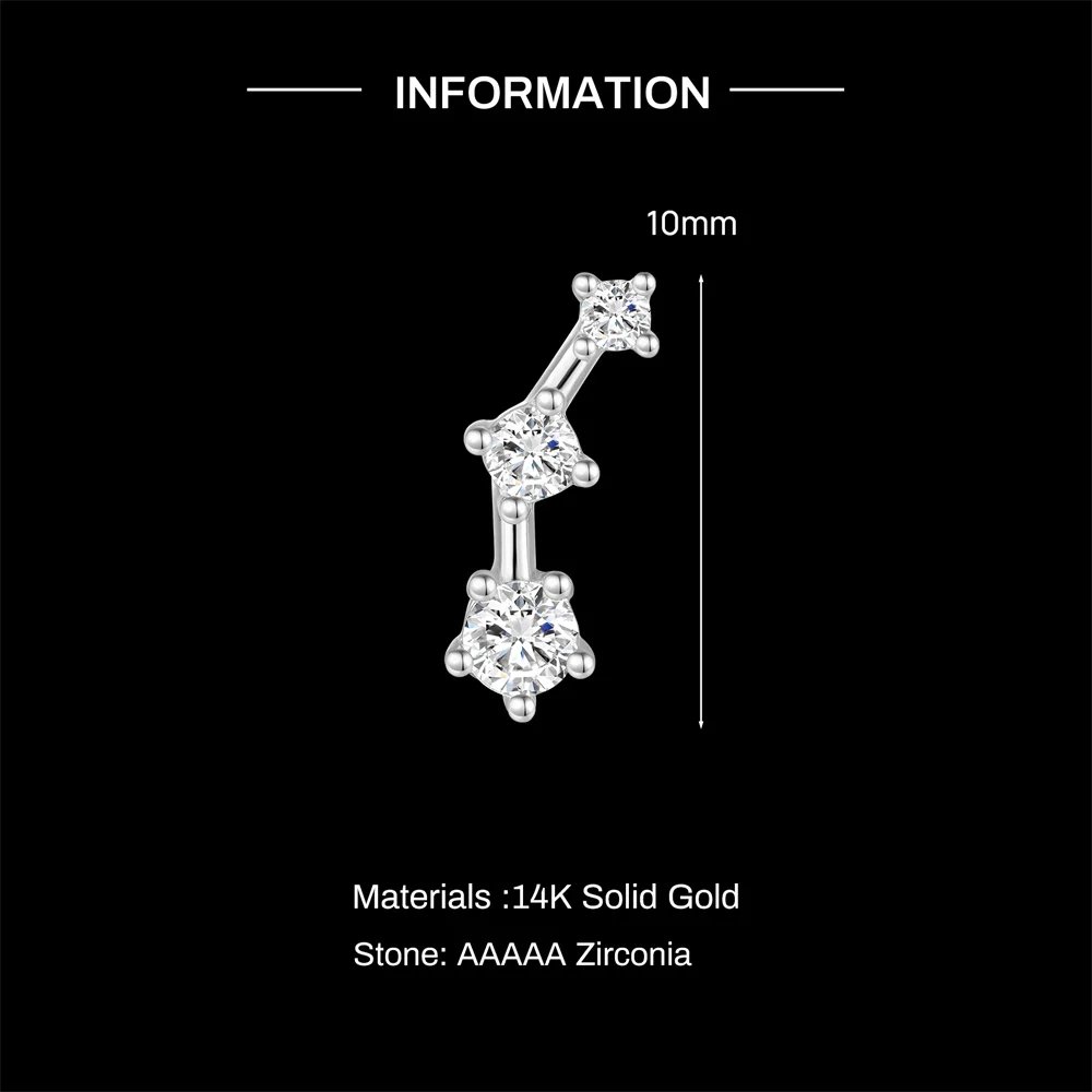 AIDE 14K Solid Gold Geometric Star/Flower Piercing Earrings For Women Dainty Luxury Flat Back Earrings Party Daily Wear Gifts