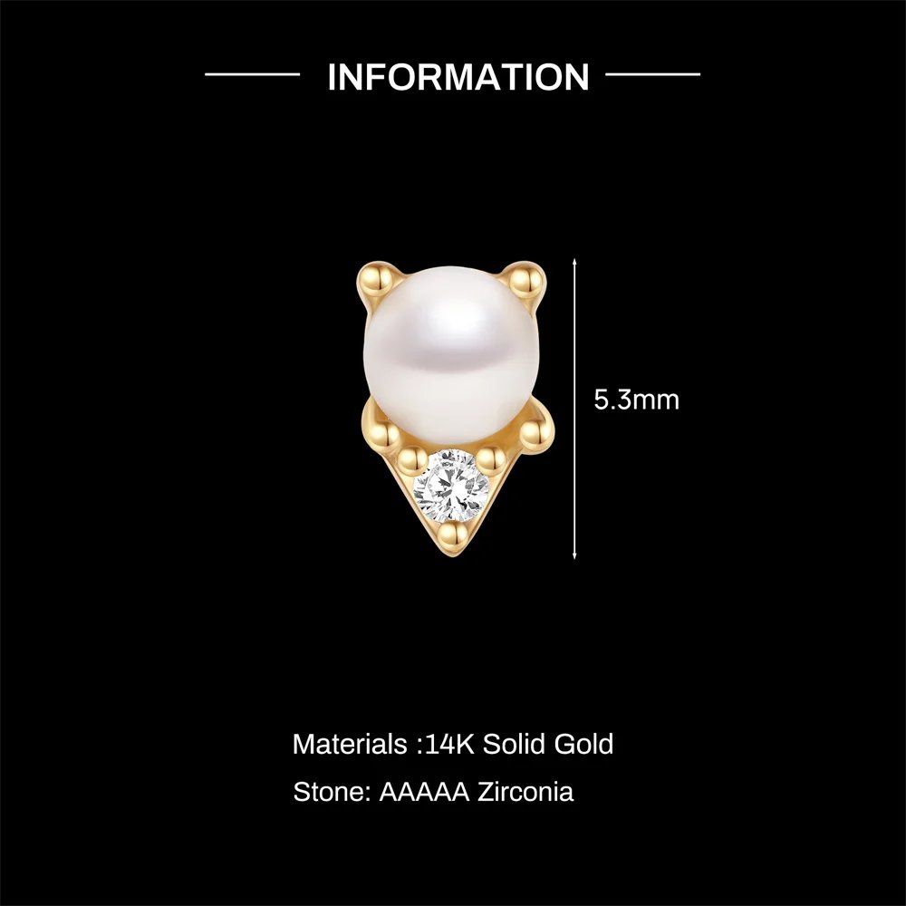 AIDE 14K Solid Gold Geometric Star/Flower Piercing Earrings For Women Dainty Luxury Flat Back Earrings Party Daily Wear Gifts
