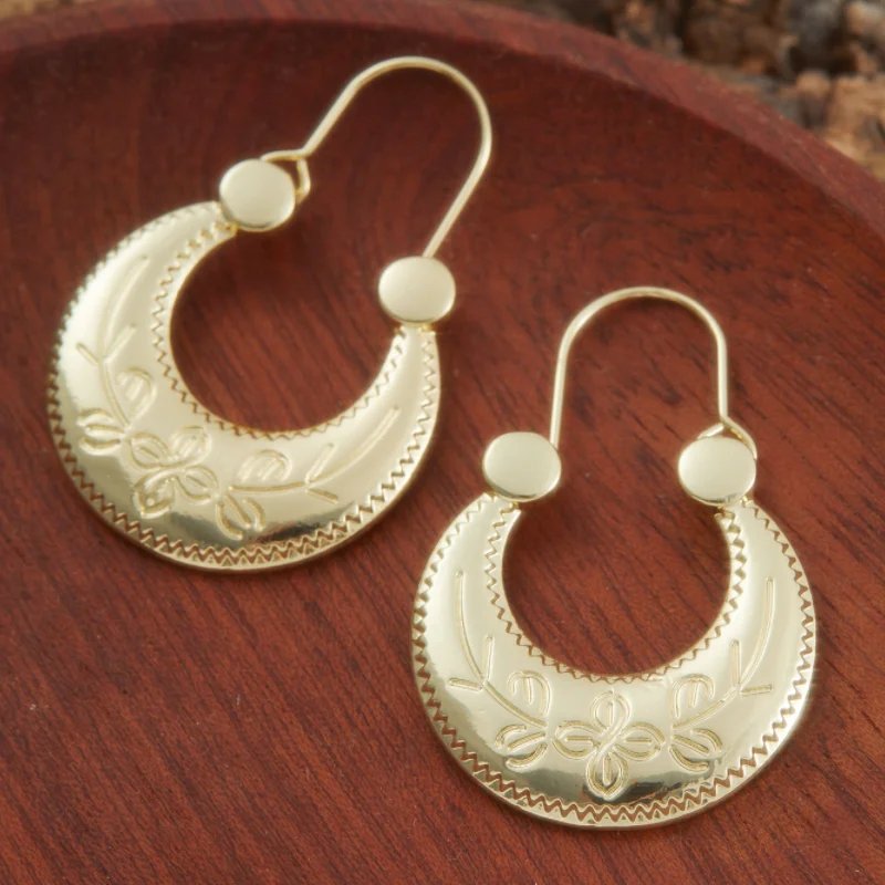 Retro Trendy Geometric Flower Pattern Hanging Earrings, Women's Personalized Creative Holiday Accessories Jewelry