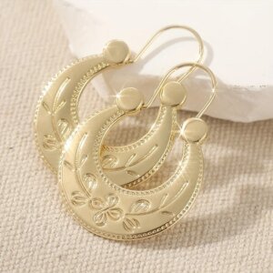 Retro Geometric Flower Pattern Earrings, Women's Accessories Jewelry