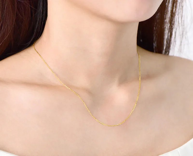 18K Au750 Gold O-Link Clavicle Necklace Women High Luster Chain Minimalist Layering Jewelry Containing a steel stamp 18K Au750 Gold O-Link Clavicle Necklace Women High Luster Chain Minimalist Layering Jewelry Containing a steel stamp