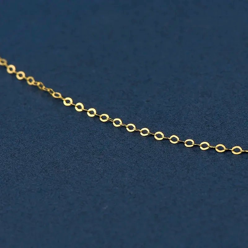 18K Au750 Gold O-Link Clavicle Necklace Women High Luster Chain Minimalist Layering Jewelry - Image 4