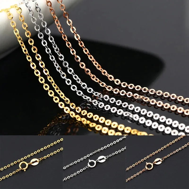 18K Au750 Gold O-Link Clavicle Necklace Women High Luster Chain Minimalist Layering Jewelry - Image 5