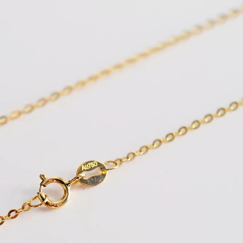 18K Au750 Gold O-Link Clavicle Necklace Women High Luster Chain Minimalist Layering Jewelry