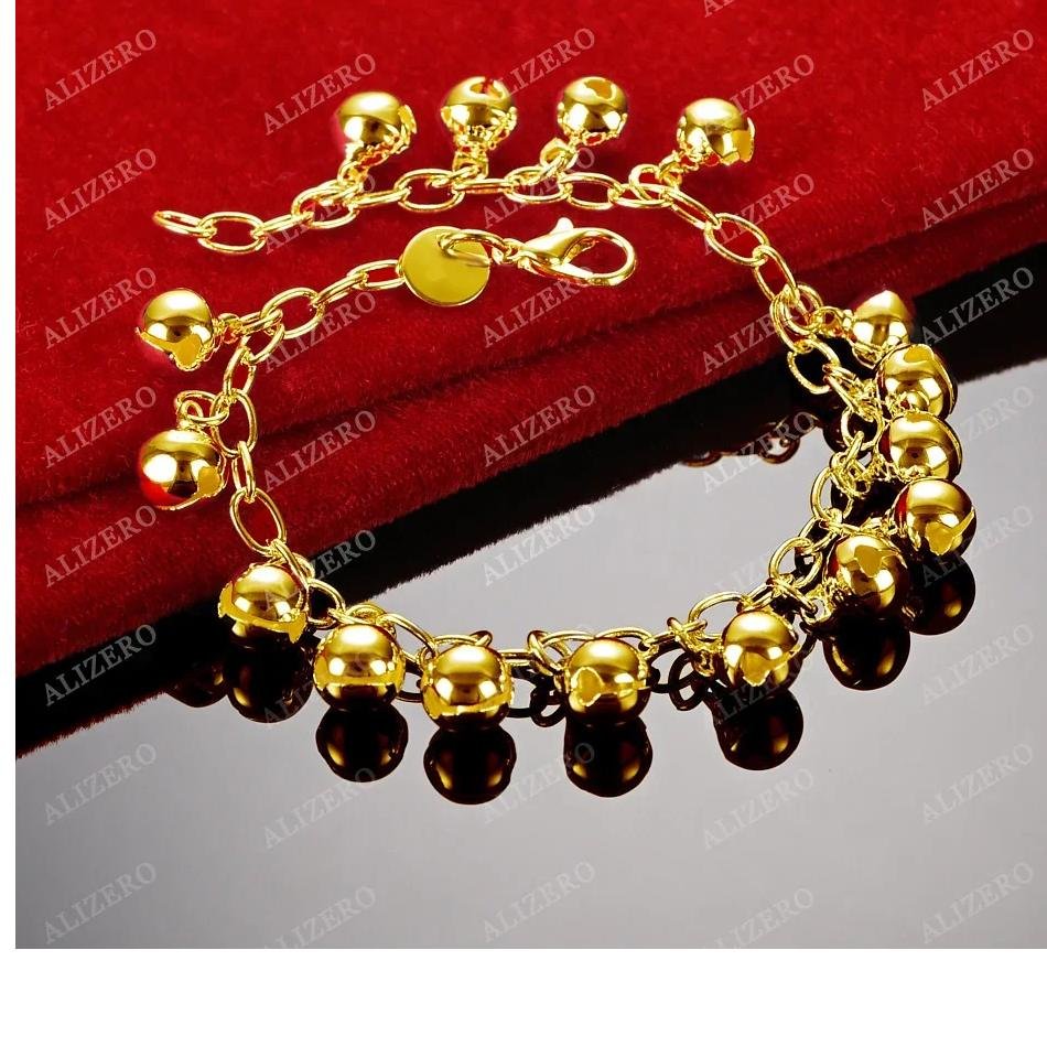 ALIZERO 18K Gold Bracelet Bell Beads Bracelets For Woman Fashion Wedding Party Gift Fine Jewelry Wholesale ALIZERO 18K Gold Bracelet Bell Beads Bracelets For Woman Fashion Wedding Party Gift Fine Jewelry Wholesale