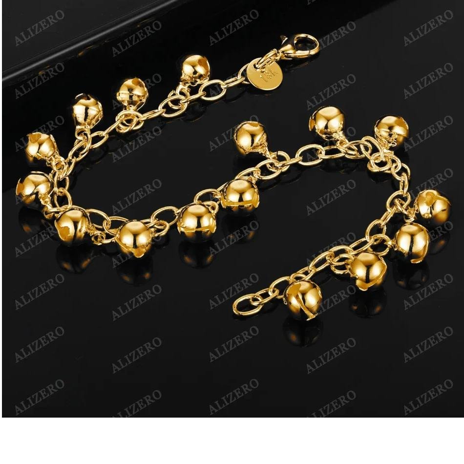 ALIZERO 18K Gold Bracelet Bell Beads Bracelets For Woman Fashion Wedding Party Gift Fine Jewelry Wholesale ALIZERO 18K Gold Bracelet Bell Beads Bracelets For Woman Fashion Wedding Party Gift Fine Jewelry Wholesale