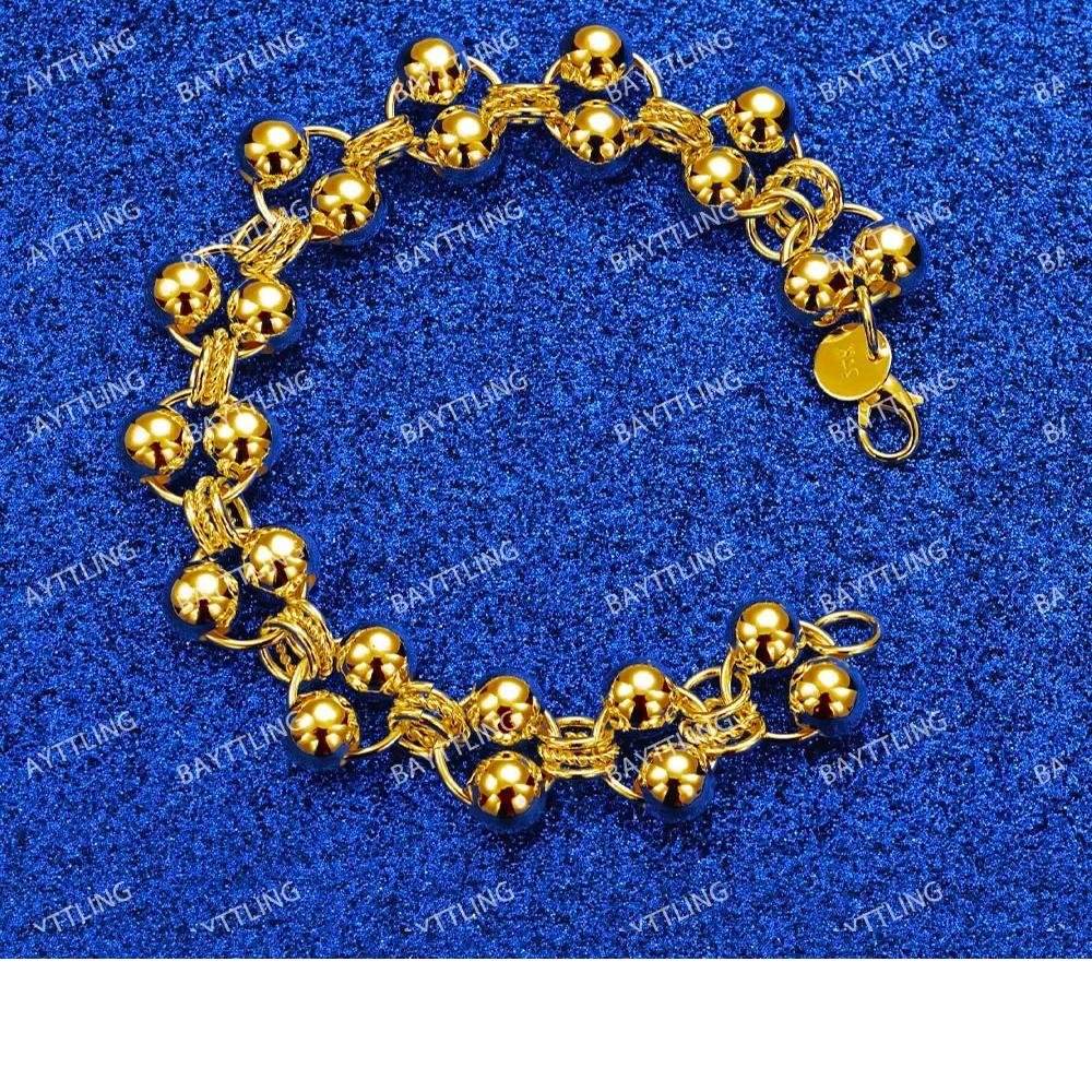925 Sterling Silver 18K Gold 8 Inches Beads Charm Bracelet Women Men Fashion Luxury Wedding Gift Jewelry 925 Sterling Silver 18K Gold 8 Inches Beads Charm Bracelet Women Men Fashion Luxury Wedding Gift Jewelry