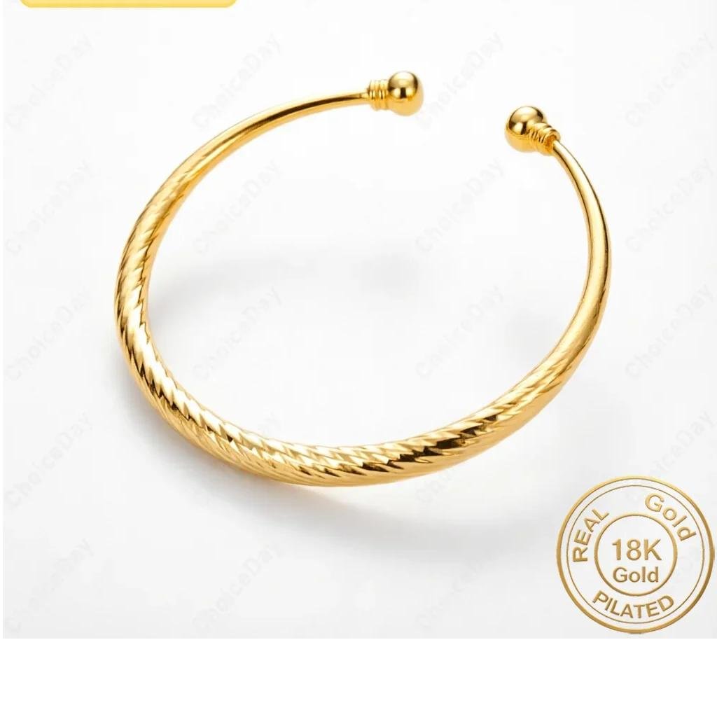 18K Gold Plated Minimalist Twisted Open Bangle for Women - Charming and Stylish Wedding Party Jewelry 18K Gold Plated Minimalist Twisted Open Bangle for Women - Charming and Stylish Wedding Party Jewelry
