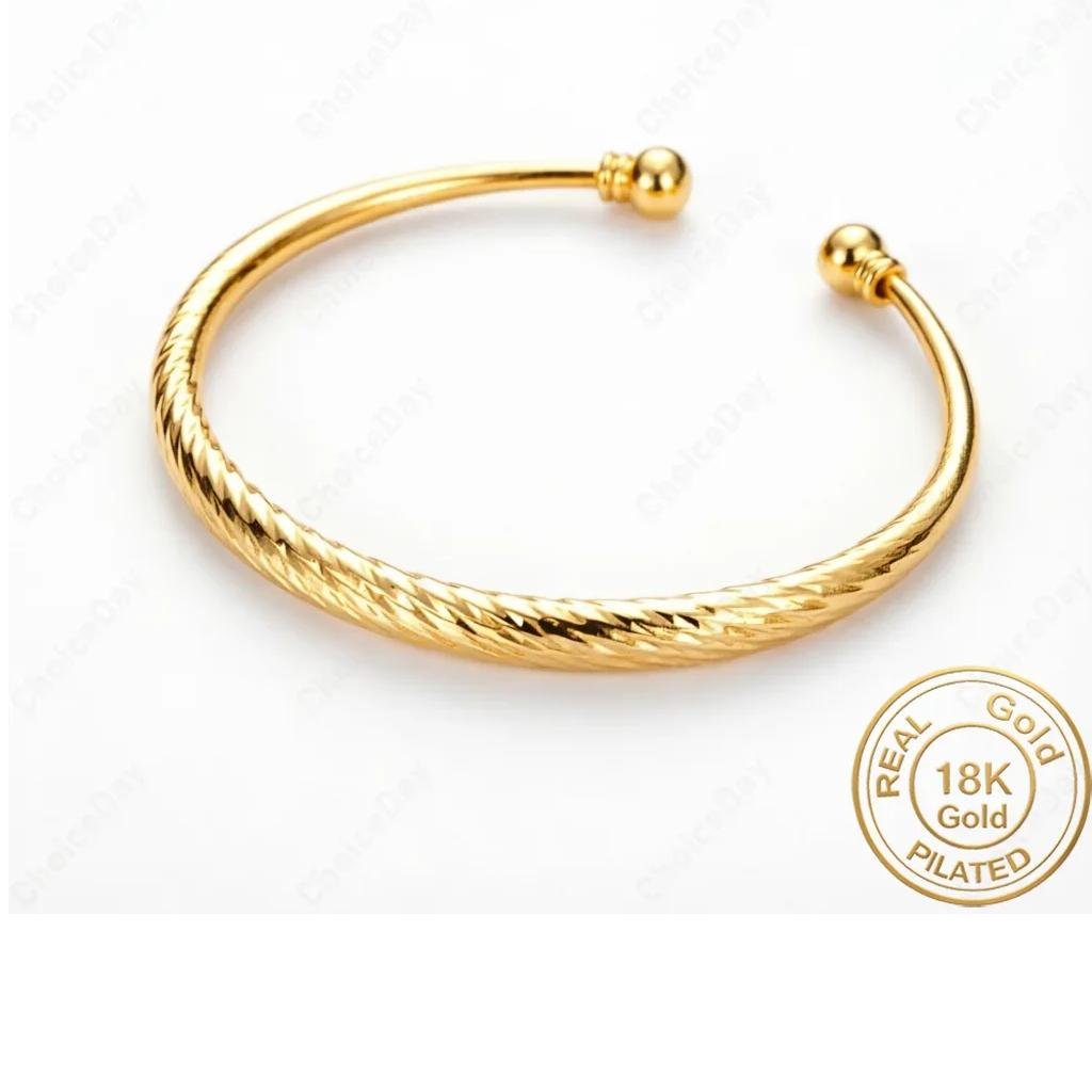 18K Gold Plated Minimalist Twisted Open Bangle for Women - Charming and Stylish Wedding Party Jewelry 18K Gold Plated Minimalist Twisted Open Bangle for Women - Charming and Stylish Wedding Party Jewelry