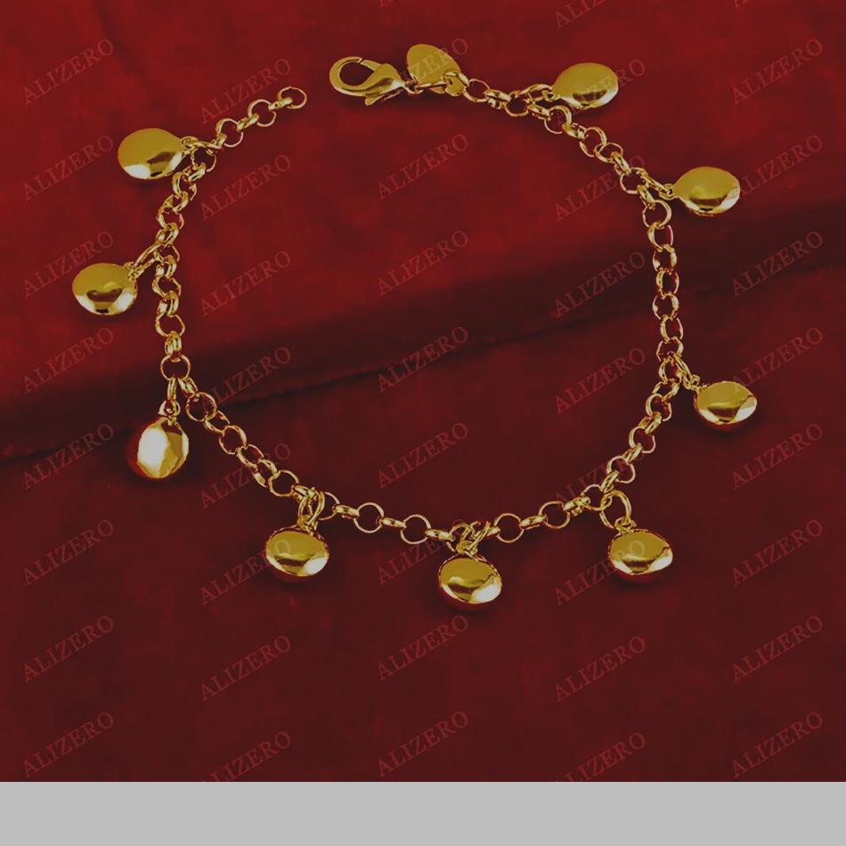 ALIZERO 18K Gold Round Beans Beads Chamrs Bracelets For Women Fine Jewelry Wedding Party Gift Fashion Personality Bracelet ALIZERO 18K Gold Round Beans Beads Chamrs Bracelets For Women Fine Jewelry Wedding Party Gift Fashion Personality Bracelet
