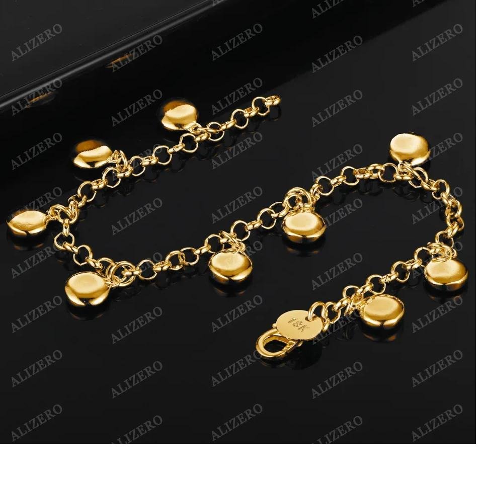 ALIZERO 18K Gold Round Beans Beads Chamrs Bracelets For Women Fine Jewelry Wedding Party Gift Fashion Personality Bracelet ALIZERO 18K Gold Round Beans Beads Chamrs Bracelets For Women Fine Jewelry Wedding Party Gift Fashion Personality Bracelet
