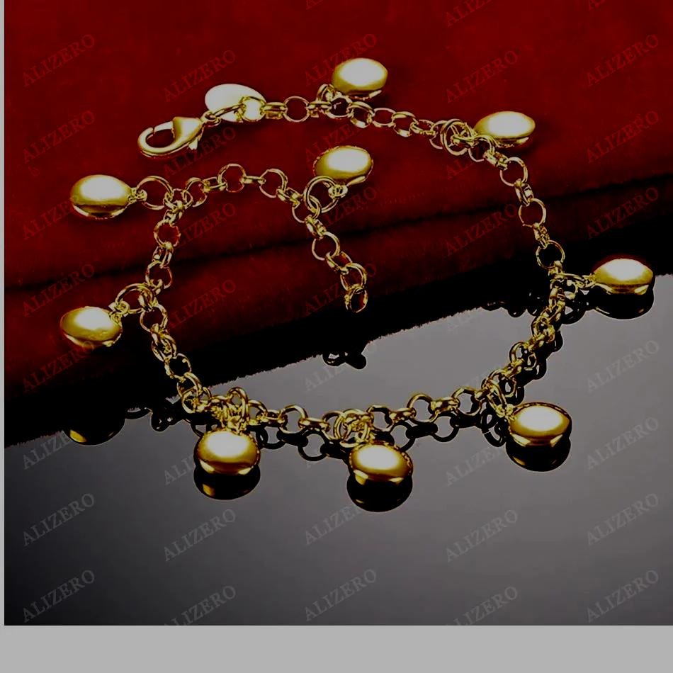 ALIZERO 18K Gold Round Beans Beads Chamrs Bracelets For Women Fine Jewelry Wedding Party Gift Fashion Personality Bracelet ALIZERO 18K Gold Round Beans Beads Chamrs Bracelets For Women Fine Jewelry Wedding Party Gift Fashion Personality Bracelet