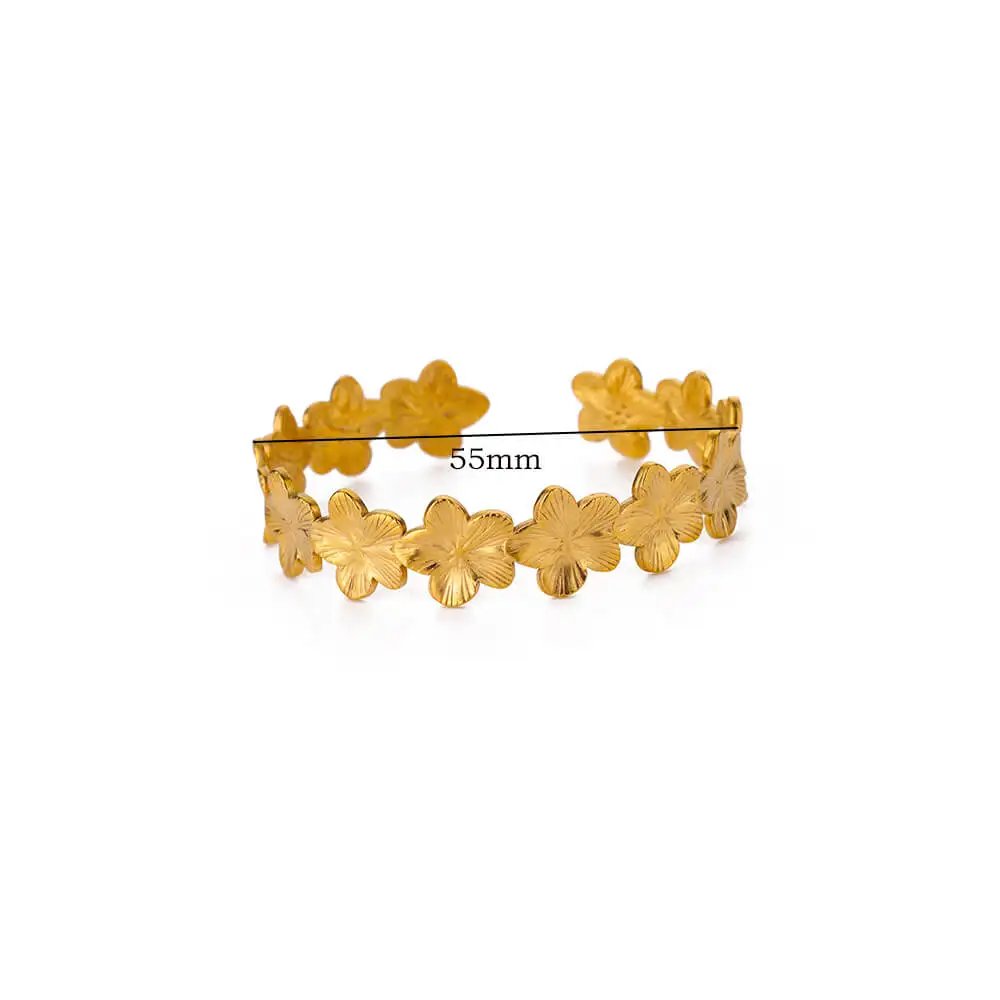 Vintage Flower Cuff Bracelet Bangle for Women Gold Color Flora Stainless Steel Bangles Casting Aesthetic Couple Wrist Jewelry Vintage Flower Cuff Bracelet Bangle for Women Gold Color Flora Stainless Steel Bangles Casting Aesthetic Couple Wrist Jewelry