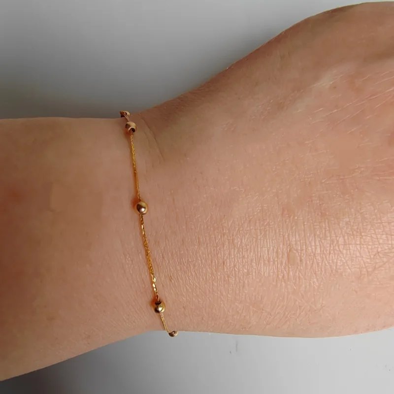LABB Real 18K gold Chopin bracelet pure Au750 Chopin chain gold ball bracelet women's boutique jewelry gift B0083 LABB Real 18K gold Chopin bracelet pure Au750 Chopin chain gold ball bracelet women's boutique jewelry gift B0083