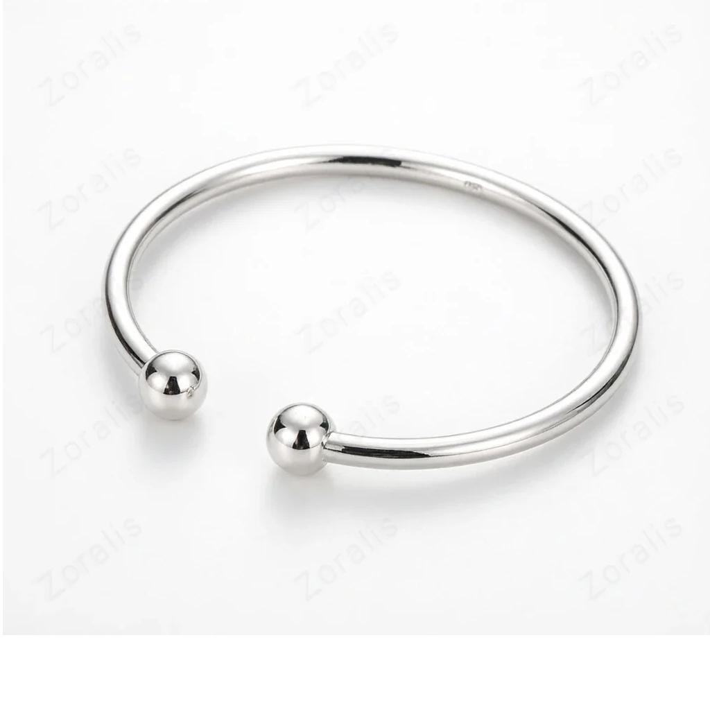 18K Gold 4mm Wide Double Bead Bangles For Woman Men Bangle Fashion Birthday Wedding Engagement Jewelry Gifts