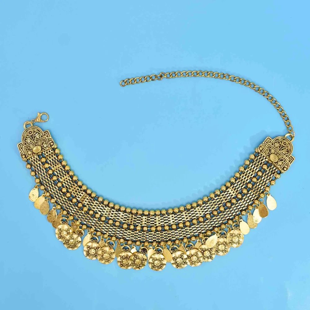 Pakistan Turkish Ethnic Coin Choker Necklace Earrings for Women Vintage Gypsy Indian Afghan Dress Collar Statement Jewelry Sets Pakistan Turkish Ethnic Coin Choker Necklace Earrings for Women Vintage Gypsy Indian Afghan Dress Collar Statement Jewelry Sets