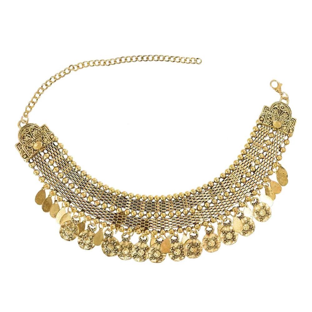 Pakistan Turkish Ethnic Coin Choker Necklace Earrings for Women Vintage Gypsy Indian Afghan Dress Collar Statement Jewelry Sets Pakistan Turkish Ethnic Coin Choker Necklace Earrings for Women Vintage Gypsy Indian Afghan Dress Collar Statement Jewelry Sets