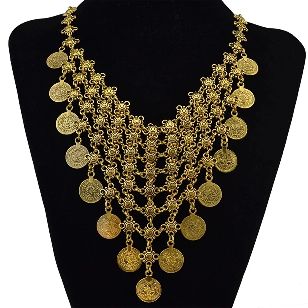 Multi-style Vintage Coin Choker Necklace for Women Boho Afghan Ethnic Gypsy Native Tribal Dress Turkish Pakistan Indian Jewelry