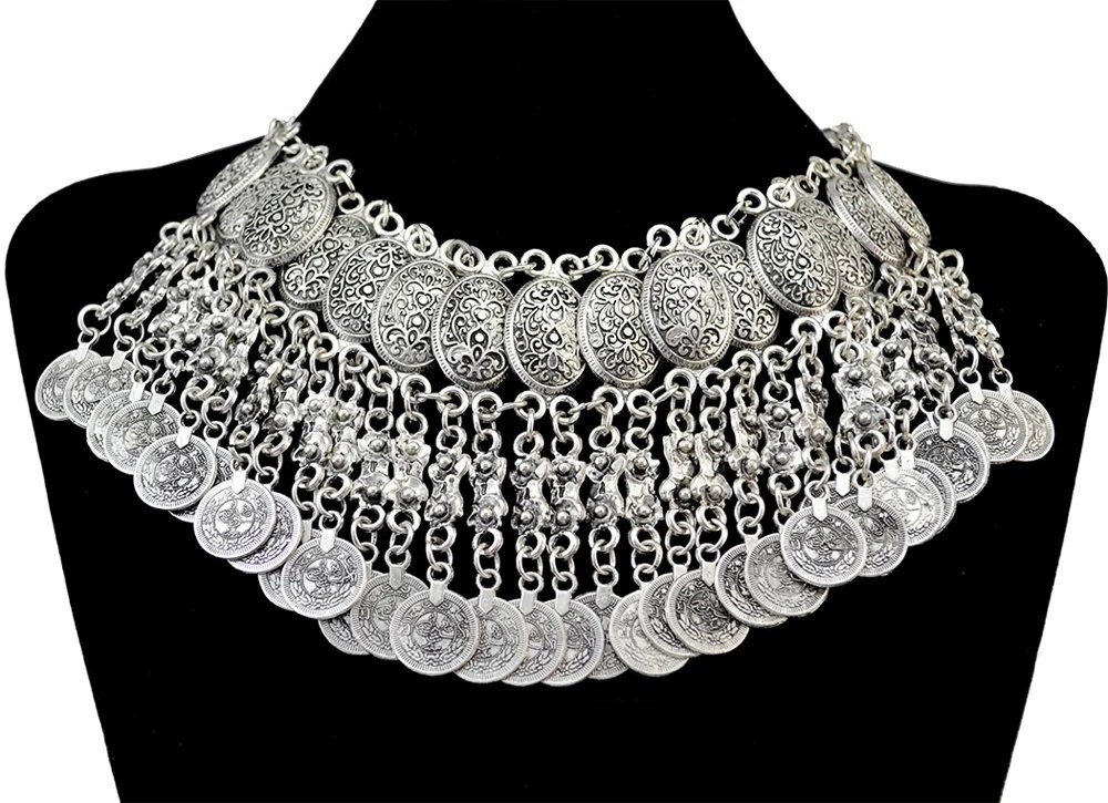 Multi-style Vintage Coin Choker Necklace for Women Boho Afghan Ethnic Gypsy Native Tribal Dress Turkish Pakistan Indian Jewelry