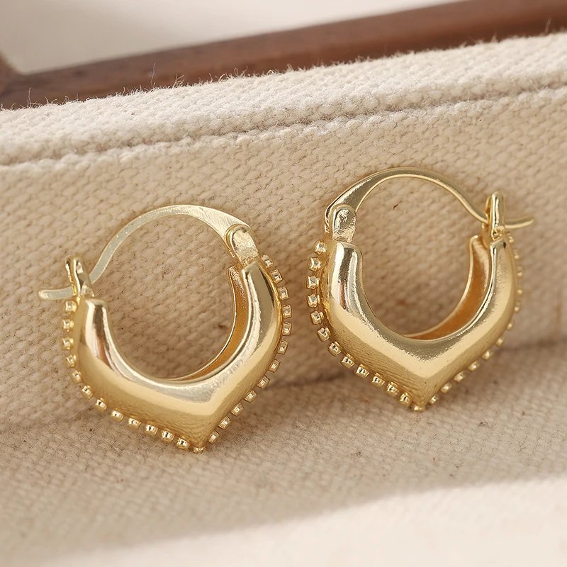 Vintage Golden Hoop Earrings, Unique Earrings, Ethnic Golden Earrings, Boho Jewelry,