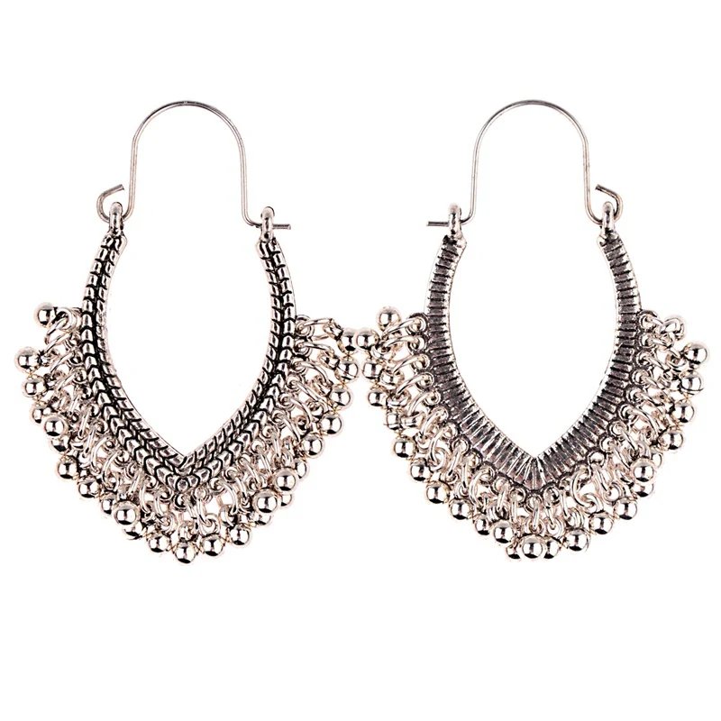 Indian Jhumka Jewelry Vintage Bell Tassel Earring Boho Antique Ethnic Silver Plated Drop Hanging Earrings For Women Pendientes Indian Jhumka Jewelry Vintage Bell Tassel Earring Boho Antique Ethnic Silver Plated Drop Hanging Earrings For Women Pendientes