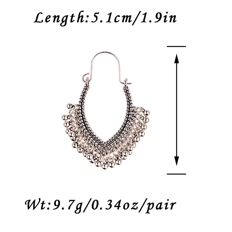 Indian Jhumka Jewelry Vintage Bell Tassel Earring Boho Antique Ethnic Silver Plated Drop Earrings For Women - Image 2