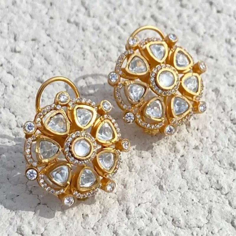 Fashionable and Classic Teardrop Shaped Zircon Flower Pendant Earrings, Women's Personalized Holiday Accessories Jewelry