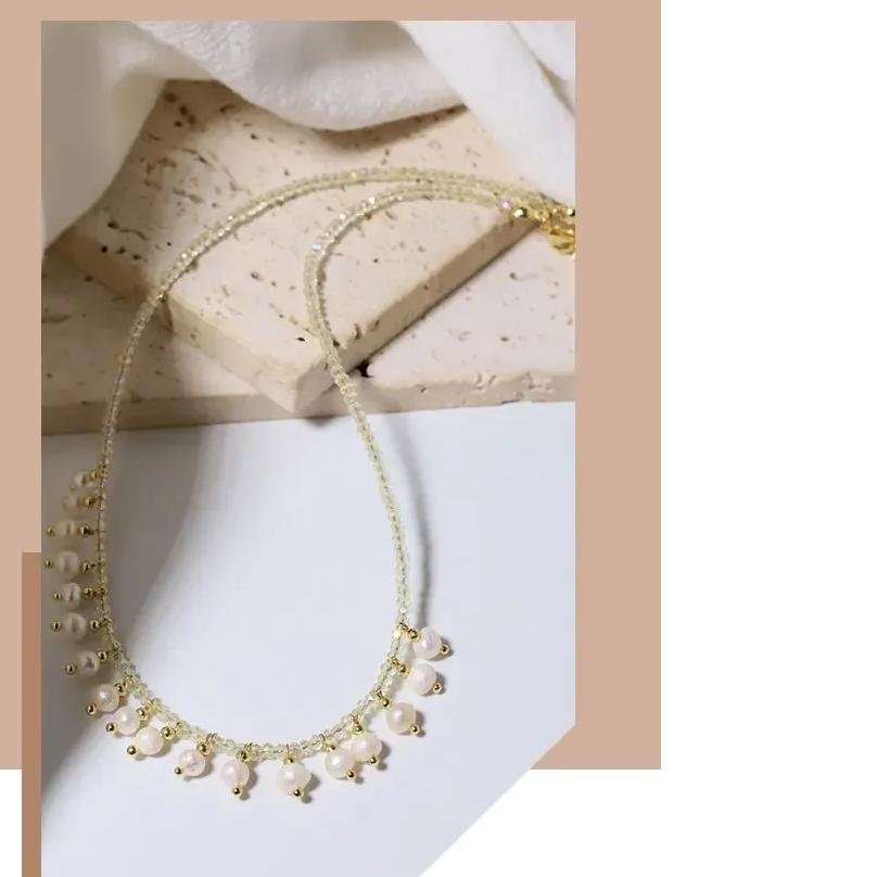 Natural Freshwater Pearl Crystal Tassel Necklace Korean Style Women Luxury Jewelry Fashion Ladies and Girls Gift GN0673