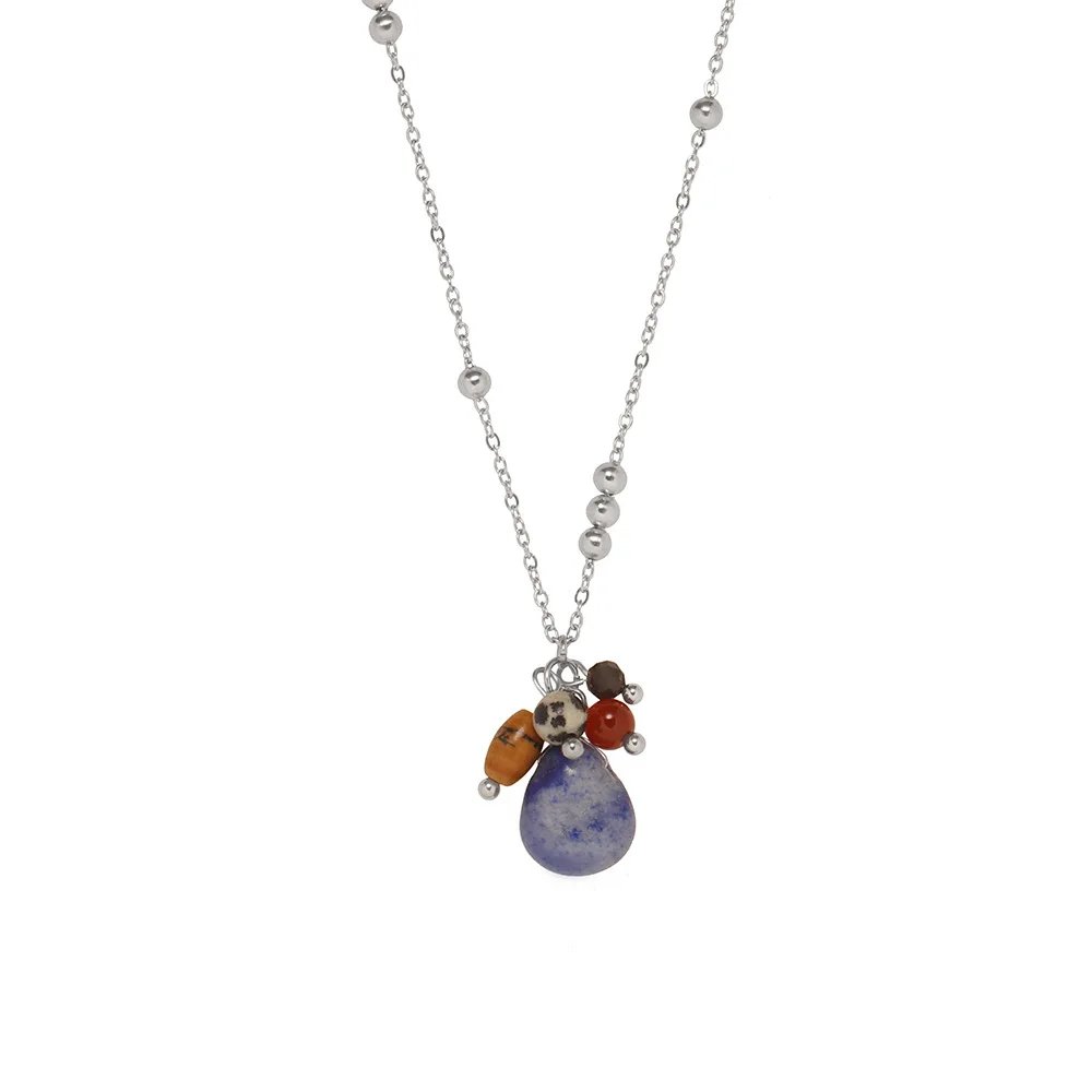 Natural Stone Blue Dongling Water Drop Pendant Necklace Earrings Chic 18K Golden PVD Plated Stainless Steel Popular Jewelry Gift Natural Stone Blue Dongling Water Drop Pendant Necklace Earrings Chic 18K Golden PVD Plated Stainless Steel Popular Jewelry Gift