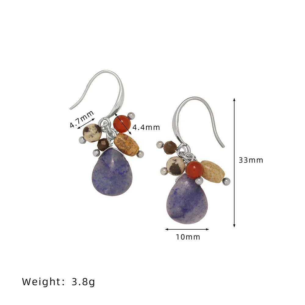 Gem Blue Dongling Water Drop Ethnic Natural Gem Pendant Necklace Earrings Chic 18K Golden PVD Plated Popular Jewelry Gift - Image 6