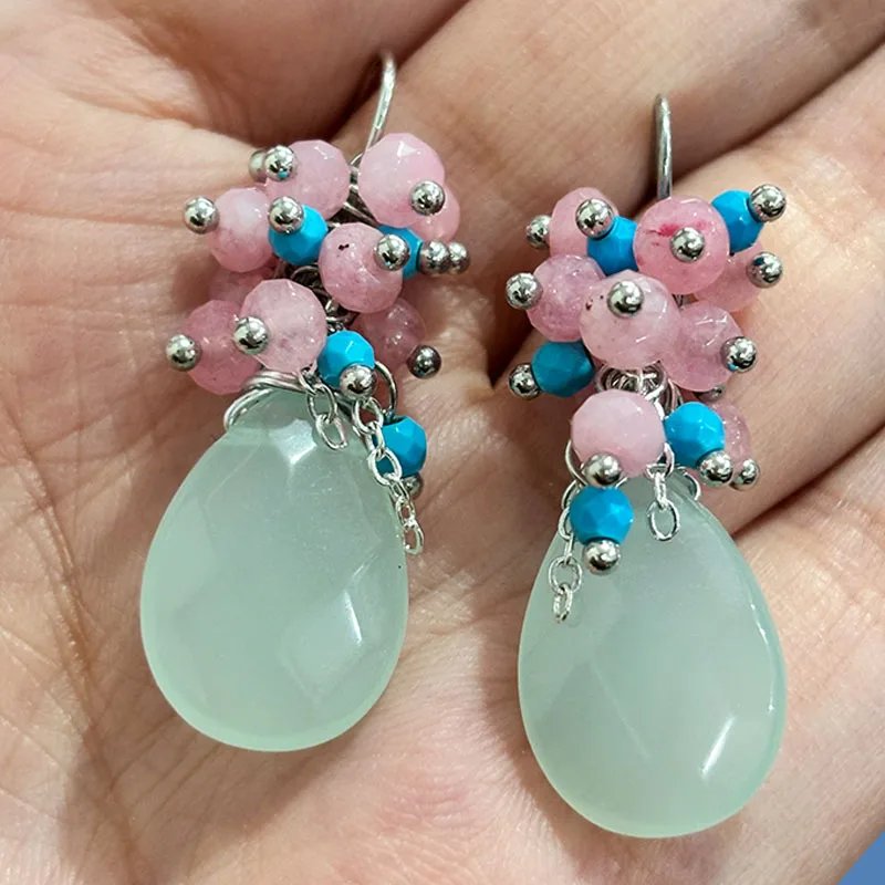 Handmade Drop Earrings with Freshwater Pearl and Lapis Lazuli Stone Women Jewelry Handmade Drop Earrings with Freshwater Pearl and Lapis Lazuli Stone Women Jewelry