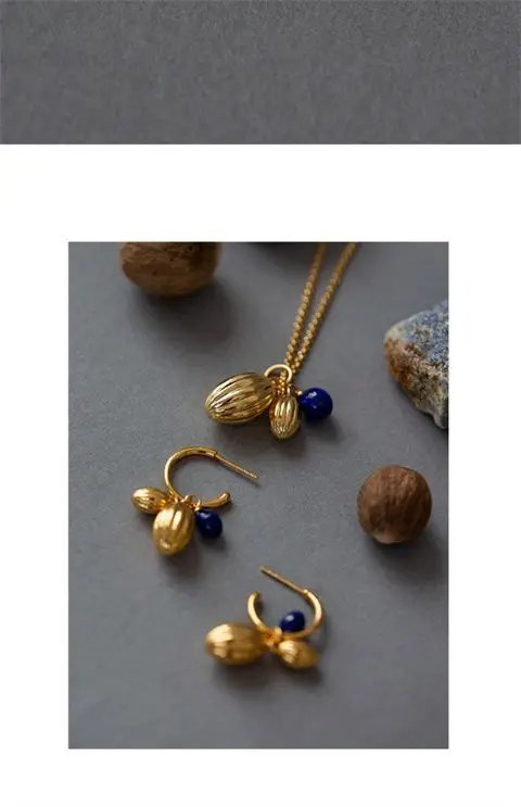 Literary Texture 'Nutmeg' Original Design Lapis Lazuli Long Sweater Necklace 2022 Fashion Exquisite Accessories Literary Texture 'Nutmeg' Original Design Lapis Lazuli Long Sweater Necklace 2022 Fashion Exquisite Accessories