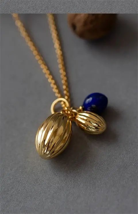 Literary Texture 'Nutmeg' Original Design Lapis Lazuli Long Sweater Necklace 2022 Fashion Exquisite Accessories Literary Texture 'Nutmeg' Original Design Lapis Lazuli Long Sweater Necklace 2022 Fashion Exquisite Accessories
