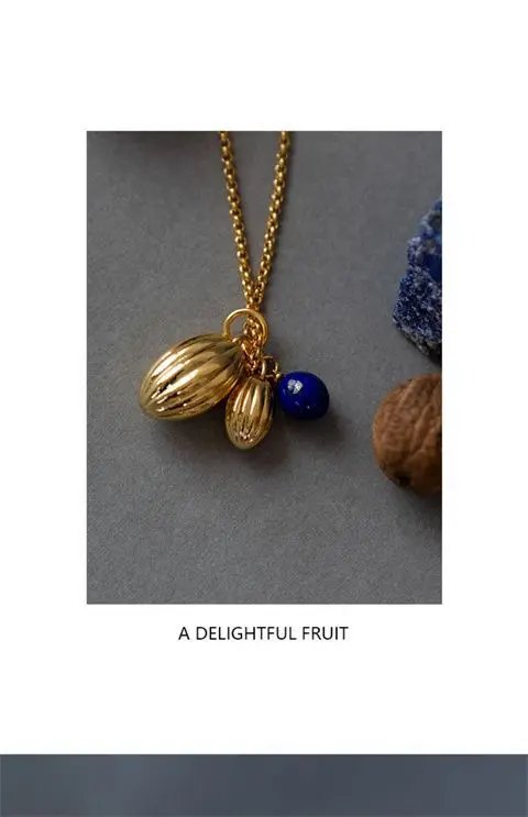 Literary Texture 'Nutmeg' Original Design Lapis Lazuli Long Sweater Necklace 2022 Fashion Exquisite Accessories Literary Texture 'Nutmeg' Original Design Lapis Lazuli Long Sweater Necklace 2022 Fashion Exquisite Accessories