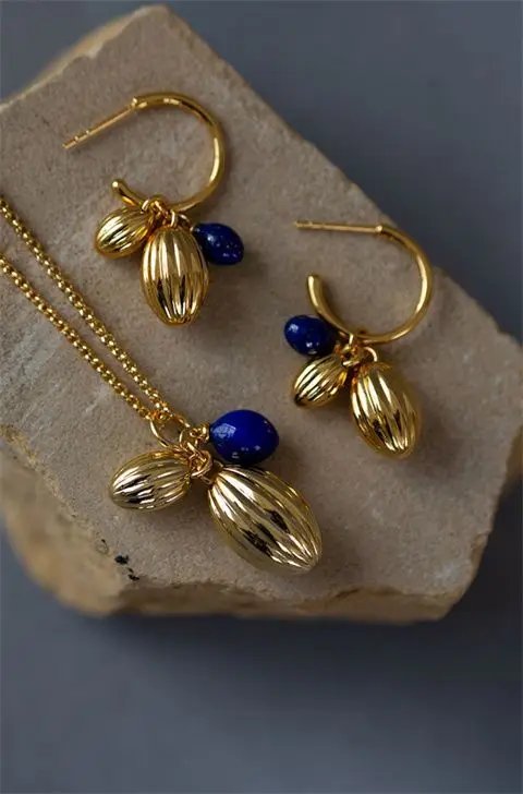 Literary Texture 'Nutmeg' Original Design Lapis Lazuli Long Sweater Necklace 2022 Fashion Exquisite Accessories Literary Texture 'Nutmeg' Original Design Lapis Lazuli Long Sweater Necklace 2022 Fashion Exquisite Accessories