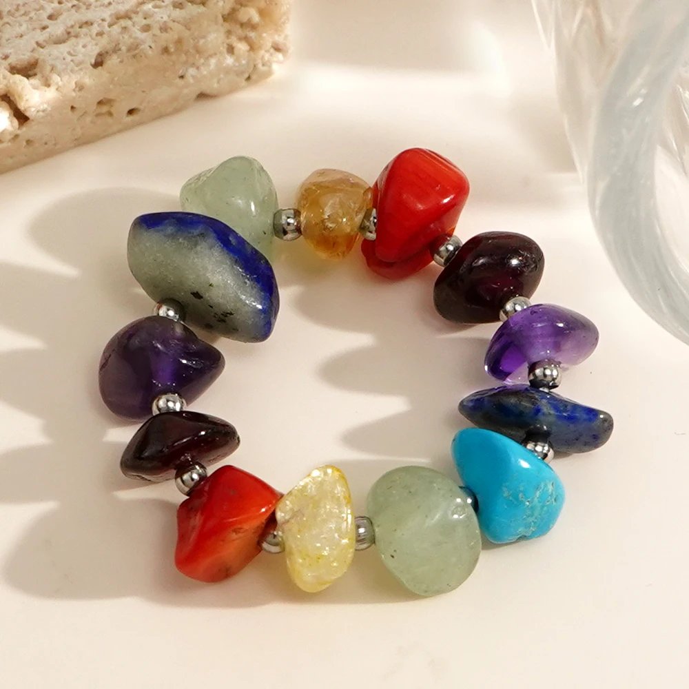 1pc/4pcs Vintage Bohemian Style Colorful Natural Stone Bracelet Necklace Earrings Suitable for Girls' Birthday Gifts 1pc/4pcs Vintage Bohemian Style Colorful Natural Stone Bracelet Necklace Earrings Suitable for Girls' Birthday Gifts