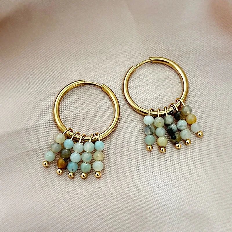 Natural stone earrings Circle Hoop Earrings For Women Exaggerate Circle Earrings Drop Earrings Gold plated hoop earring Retro Natural stone earrings Circle Hoop Earrings For Women Exaggerate Circle Earrings Drop Earrings Gold plated hoop earring Retro