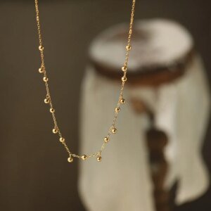 EthnicGold Bean Tassel Necklace Water Resistant Gold Platedl Choker High Quality Fashion Jewelry Gifts
