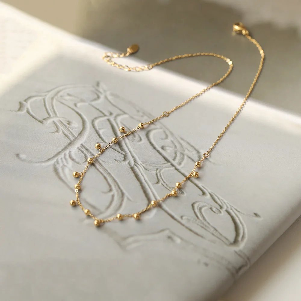 316L Gold Bean Tassel Necklace Waterproof Gold Plated Stainless Steel Choker High Quality Fashion Jewelry Gifts For Ladies