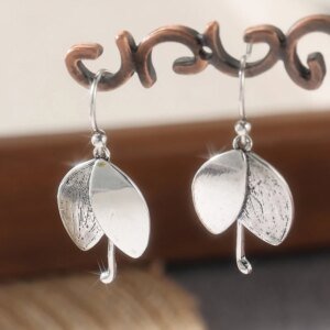 Ethnic Silvery Color Leaf Shape Drop Hook Earrings For Women Retro Vintage Plant Earring Jewelry Gifts