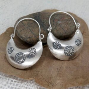 Ethnic Vintage Silver Color Geometry Hoop Earrings for Women Ethnic Metal Spiral Earrings Jewelry