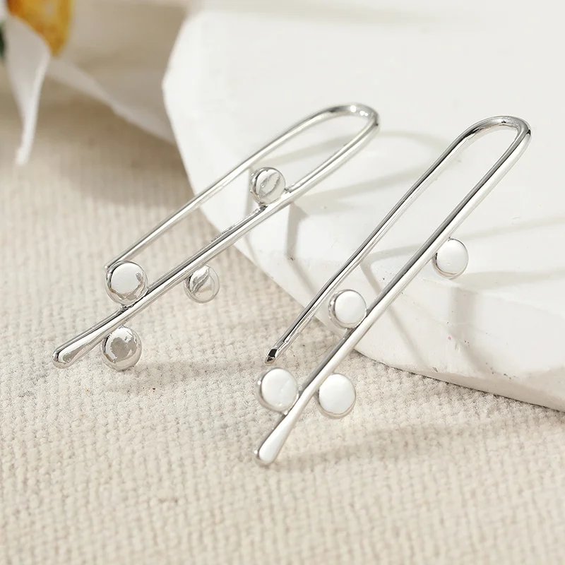 Minimalist Design Silver Plated Tassel Hook Earrings For Women Daily Commuting Versatile Temperament Long Earrings