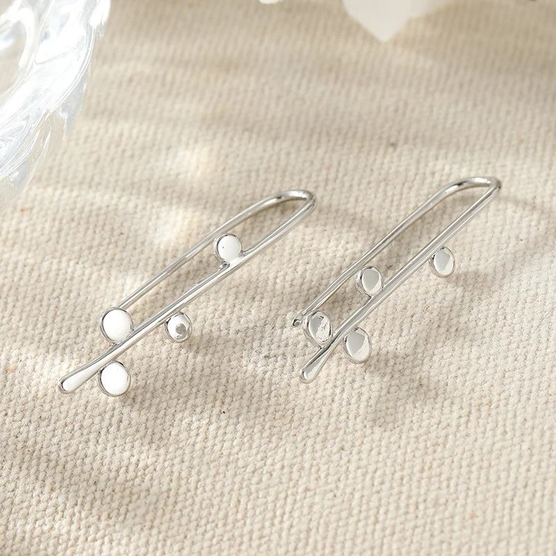 Minimalist Design Silver Plated Tassel Hook Earrings For Women Daily Commuting Versatile Temperament Long Earrings