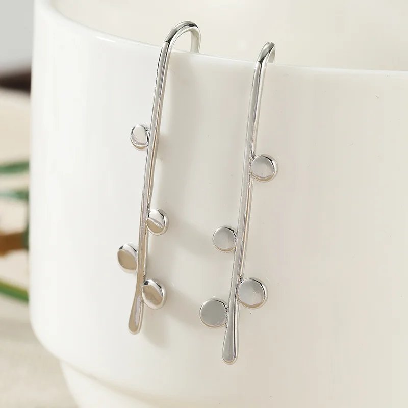 Minimalist Design Silver Plated Tassel Hook Earrings For Women Daily Commuting Versatile Temperament Long Earrings