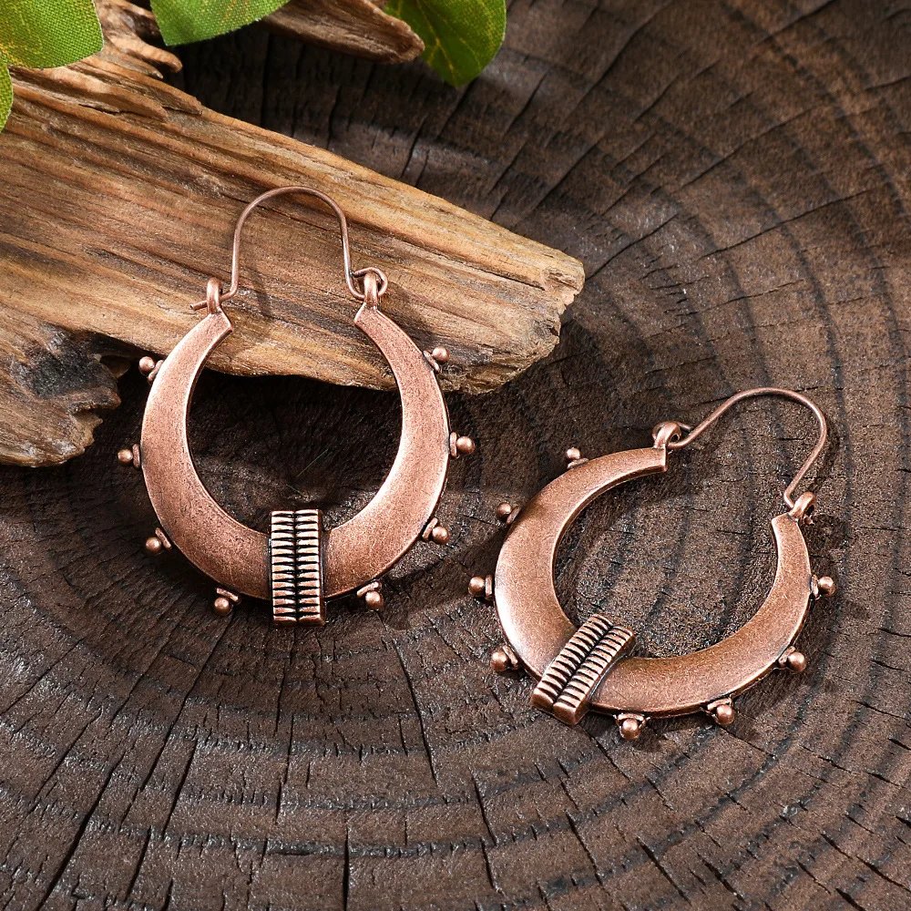 Vintage Ethnic Creative Texture Geometric Hanging Earrings for Women Boho Exquisite Hollow Carved Vacation Earrings Jewelry Vintage Ethnic Creative Texture Geometric Hanging Earrings for Women Boho Exquisite Hollow Carved Vacation Earrings Jewelry