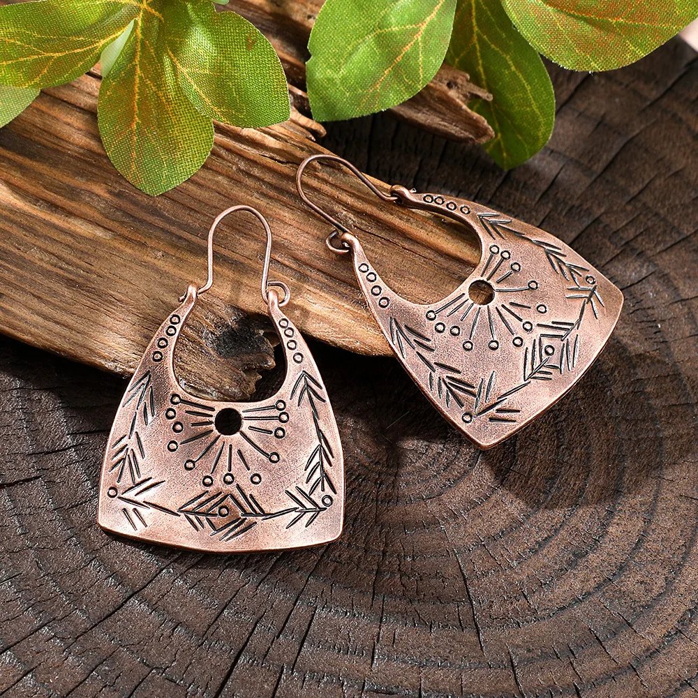 Vintage Ethnic Creative Texture Geometric Hanging Earrings for Women Boho Exquisite Hollow Carved Vacation Earrings Jewelry Vintage Ethnic Creative Texture Geometric Hanging Earrings for Women Boho Exquisite Hollow Carved Vacation Earrings Jewelry