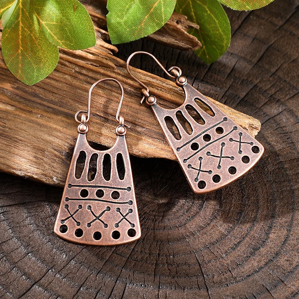 Vintage Ethnic Creative Texture Geometric Hanging Earrings for Women Boho Exquisite Hollow Carved Vacation Earrings Jewelry Vintage Ethnic Creative Texture Geometric Hanging Earrings for Women Boho Exquisite Hollow Carved Vacation Earrings Jewelry