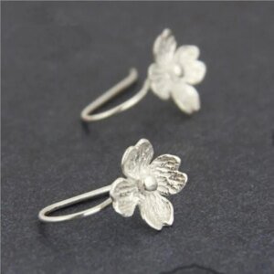 Fashion Pure 925 Sterling Silver Jewelry Exquisite Four Floral Fortune Earrings