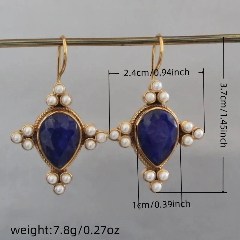 1pair Elegant Retro Green Color Geometric Imitation Pearl Pendant Earrings for Women's Exquisite Party Wedding Jewelry Gift